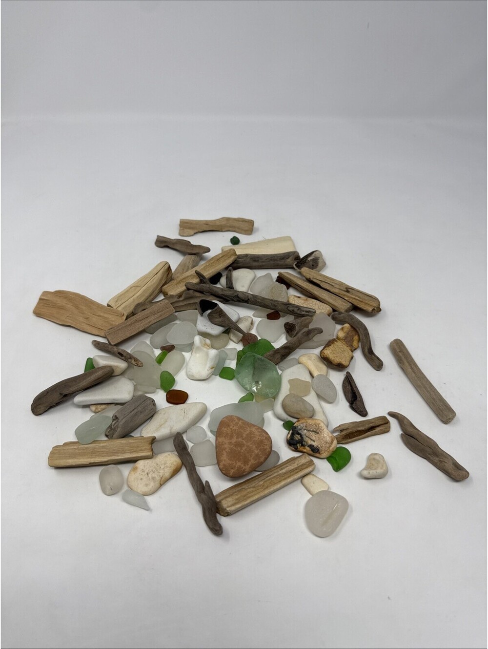 Lot Of Rocks Sea Glass And Small Driftwood For Crafts And Art